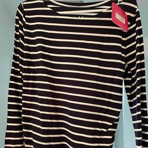 Brand new navy and white stripe maternity shirt